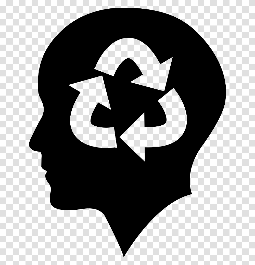 Bald Person Head With Recycle Symbol, Recycling Symbol, Stencil Transparent Png