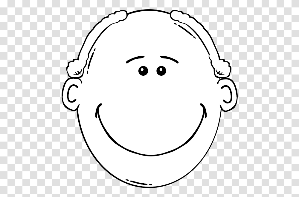 Balding Man Smiling Outline Vector Image Worried Clip Art Black And White, Stencil, Drawing, Face, Toy Transparent Png