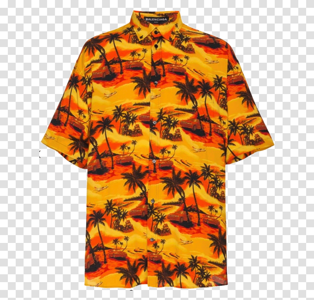 Balenciaga Norm Fit Hawaiian Shirt, Apparel, Dye, Coat Transparent Png