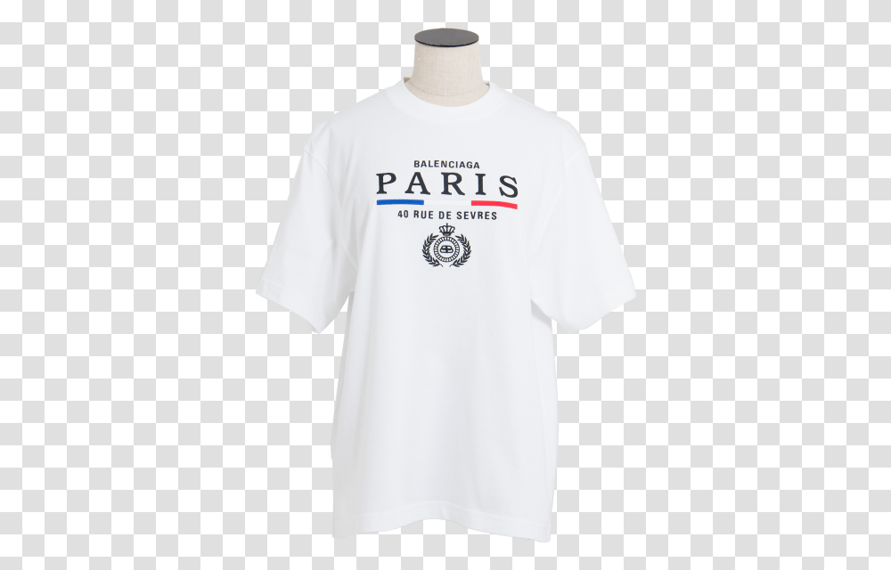 Balenciaga Paris Embroidered Logo Active Shirt, Clothing, Apparel, Jersey, Person Transparent Png