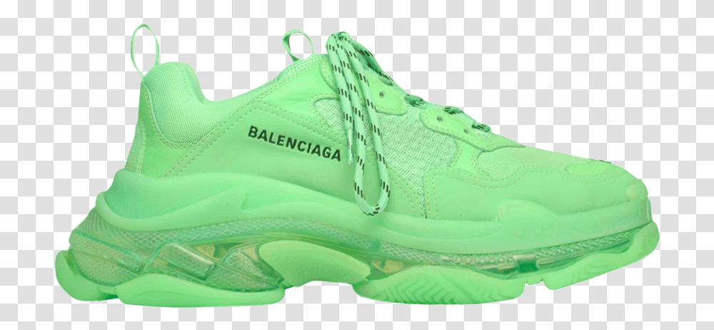 Balenciaga Triple S Neon Green, Shoe, Footwear, Apparel Transparent Png
