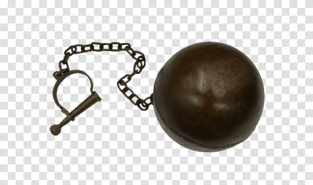 Ball And Chain Images Ball On Chain Weapon, Sphere, Bronze, Rock, Waterfowl Transparent Png