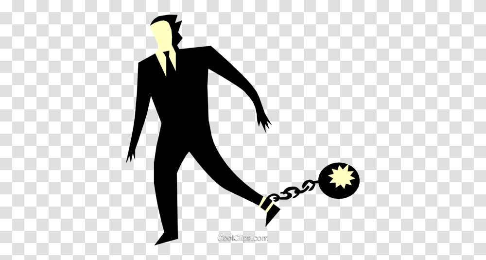 Ball And Chain Royalty Free Vector Clip Art Illustration, Silhouette, Person, Suit, Overcoat Transparent Png
