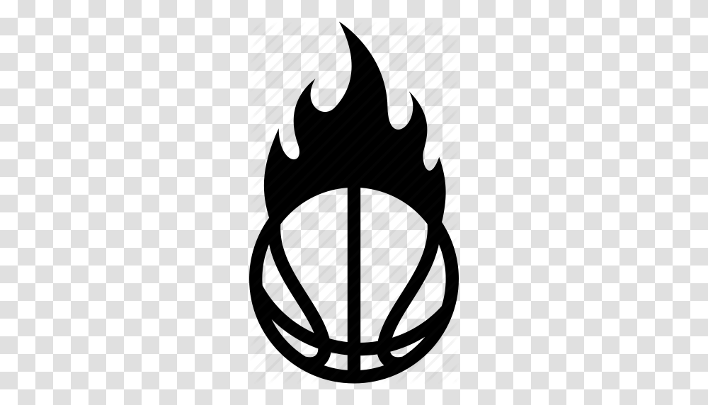 Ball Basketball Fire Flaming Hoops Hot Icon, Silhouette, Chair, Furniture Transparent Png