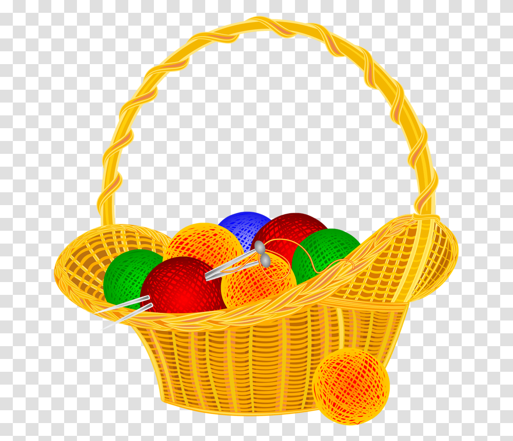 Ball Of Wool In Basket Vector, Shopping Basket, Food, Egg Transparent Png