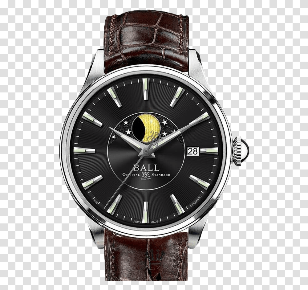 Ball Trainmaster Moon Phase, Wristwatch, Clock Tower, Architecture, Building Transparent Png