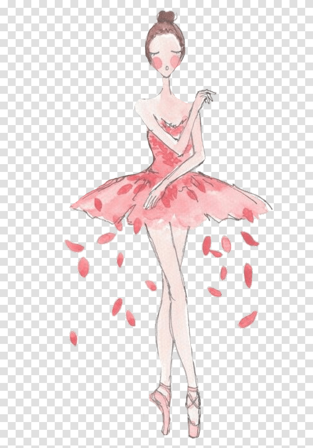 Ballerina Flower Watercolor Pink Stickers Dibujos De Ballet, Dance, Person, Human, Costume Transparent Png