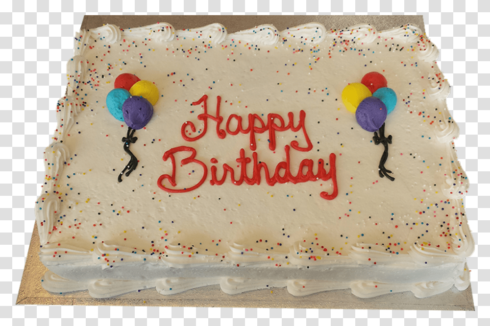 Balloon Decorated Slab Birthday Cake Full Size Birthday Cake, Dessert, Food, Icing, Cream Transparent Png