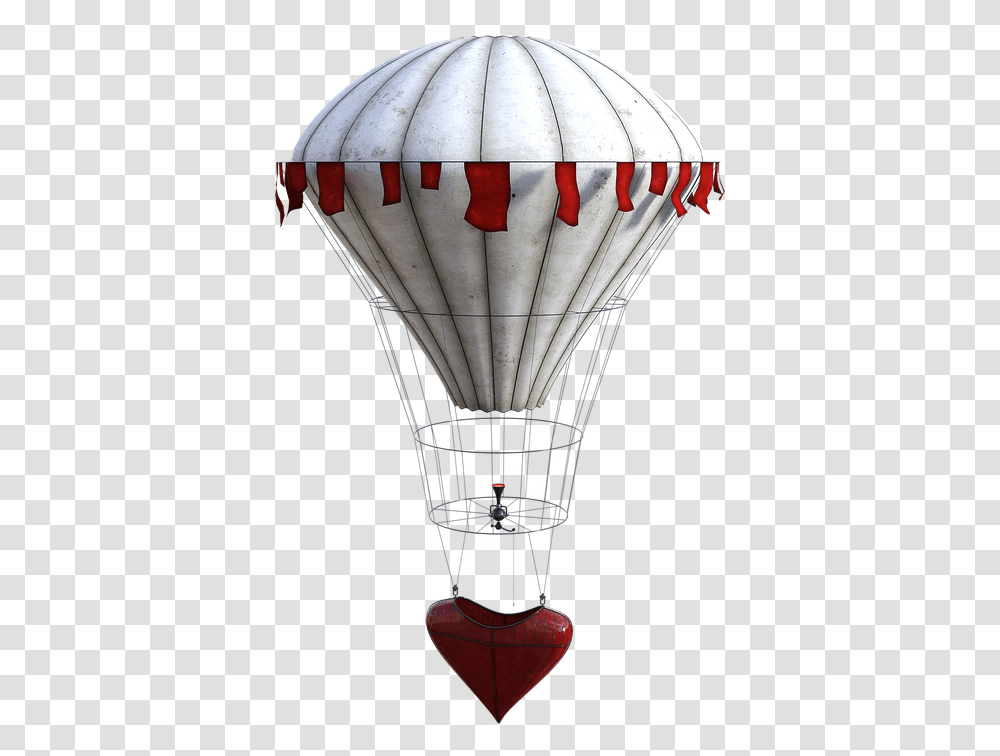 Balloon Hot Air Heart White Red Strings Fly Hot Air Balloon Strings, Lamp, Aircraft, Vehicle, Transportation Transparent Png