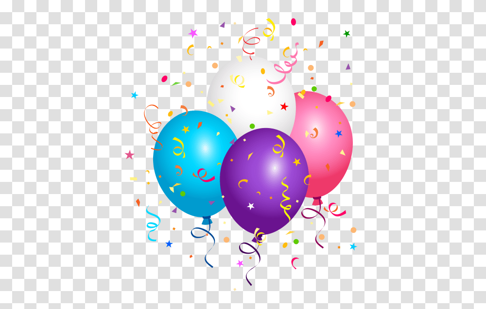 Balloons And Confetti Clipart Image, Paper Transparent Png