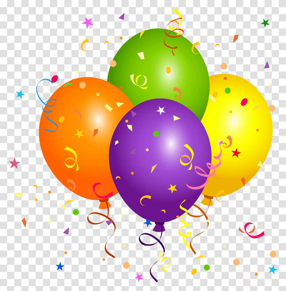 Balloons And Confetti, Paper Transparent Png