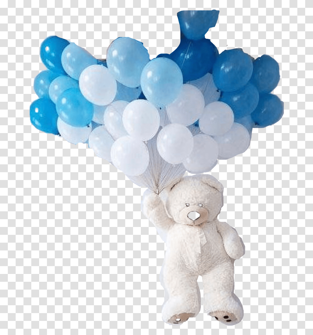 Balloons Teddy Bear Blue White Freetoedit Cha De Bebe Simples, Toy Transparent Png