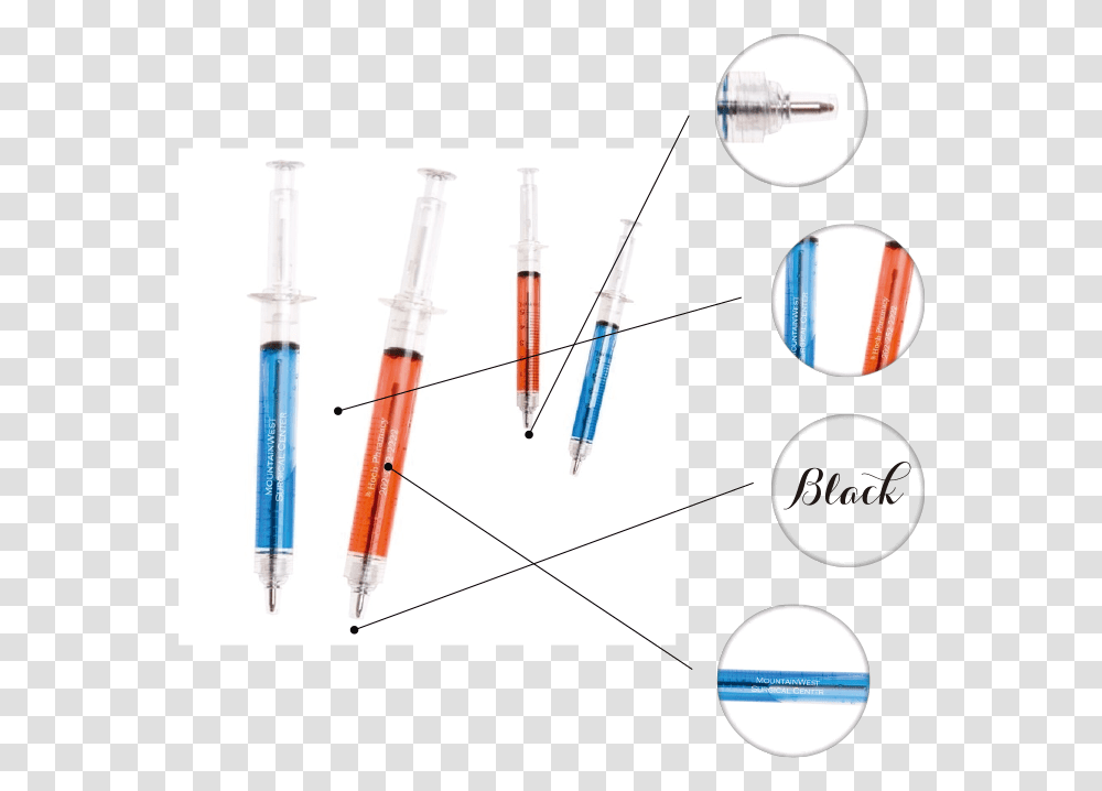 Ballpoint Click Pen Red Or Blue Barrel Black Medium Circle, Injection Transparent Png