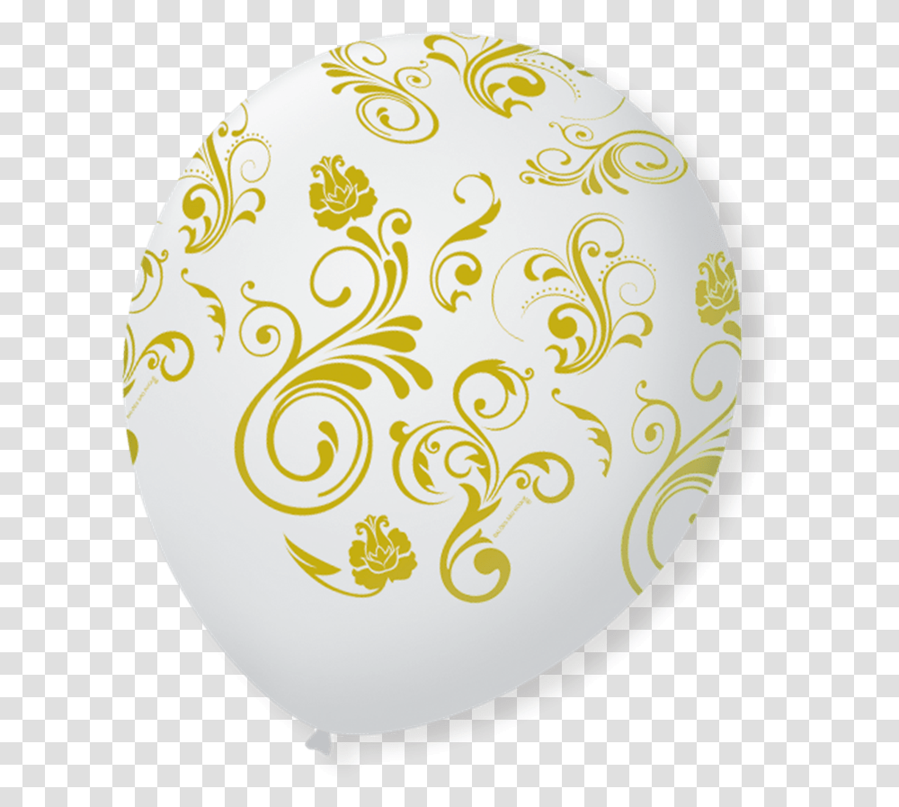Balo N9 Arabesco Branco Polardourado Balloon, Floral Design, Pattern Transparent Png