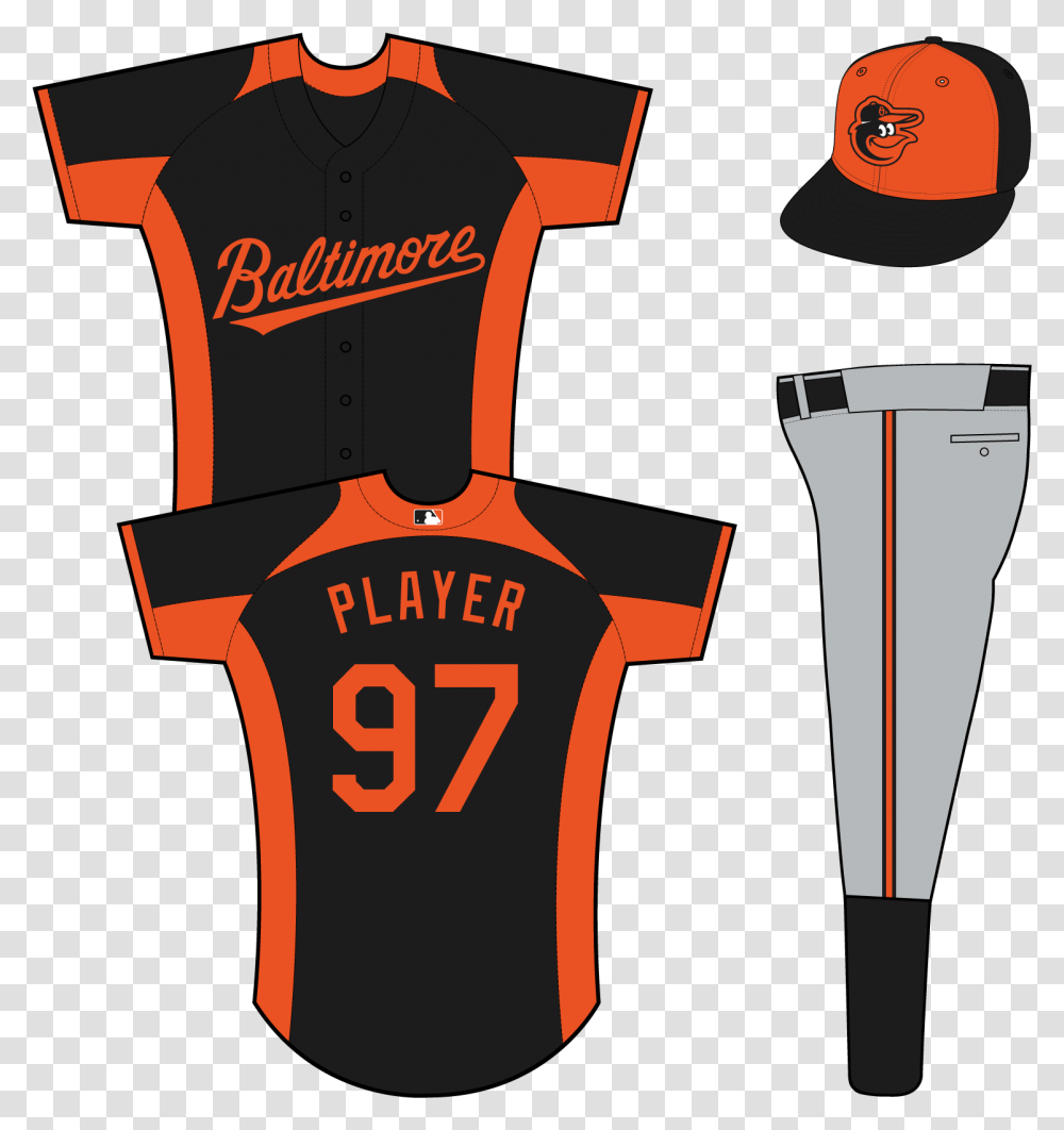 Baltimore Orioles Practice Uniform Orange And Black Baseball Uniforms, Clothing, Apparel, Shirt, Jersey Transparent Png