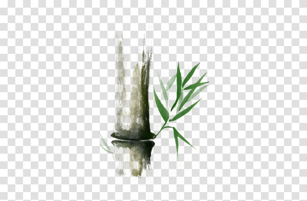 Bamboo Stalk Sumi E Oriental Zen Painting Illustration, Green, Plant, Algae, Cactus Transparent Png