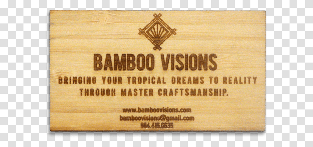 Bamboo Visions Business Card Plank, Label, Weapon, Weaponry Transparent Png