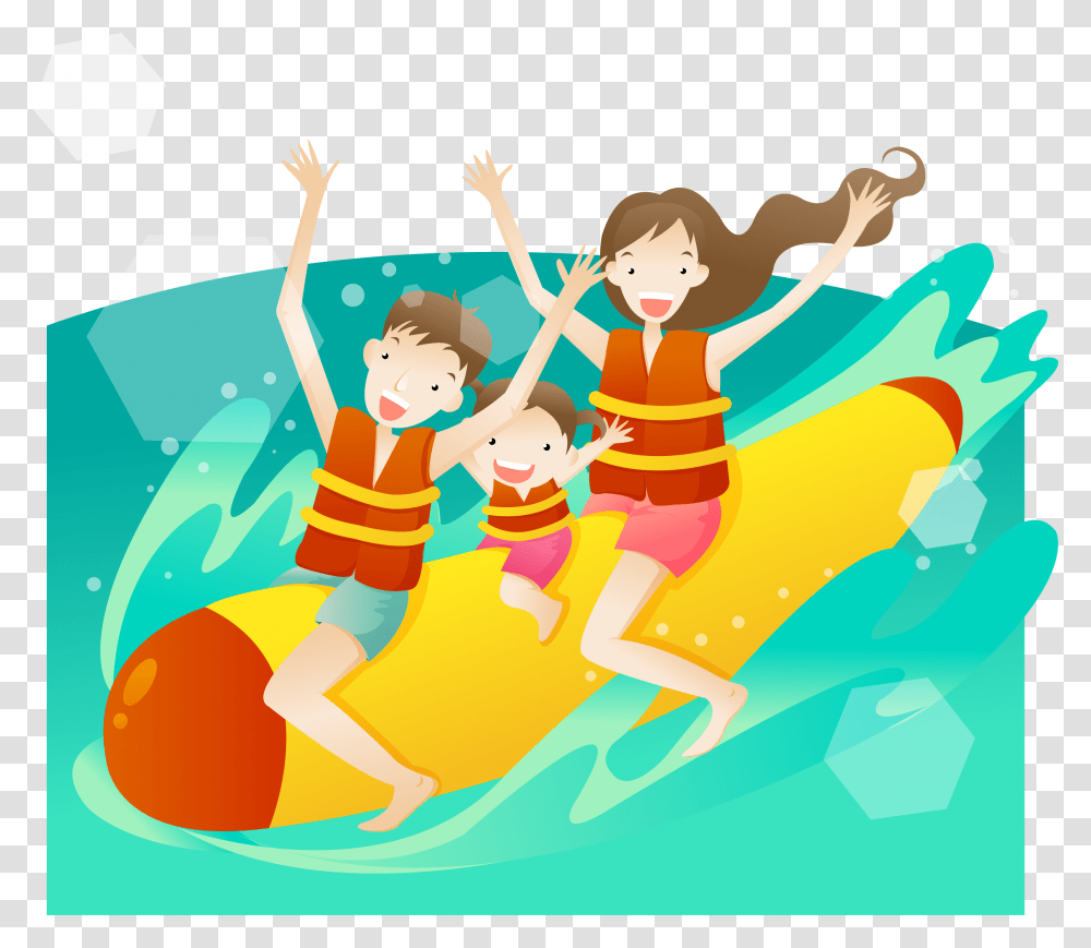 Banana Boat Cartoon Illustration, Vacation, Drawing, Leisure Activities Transparent Png