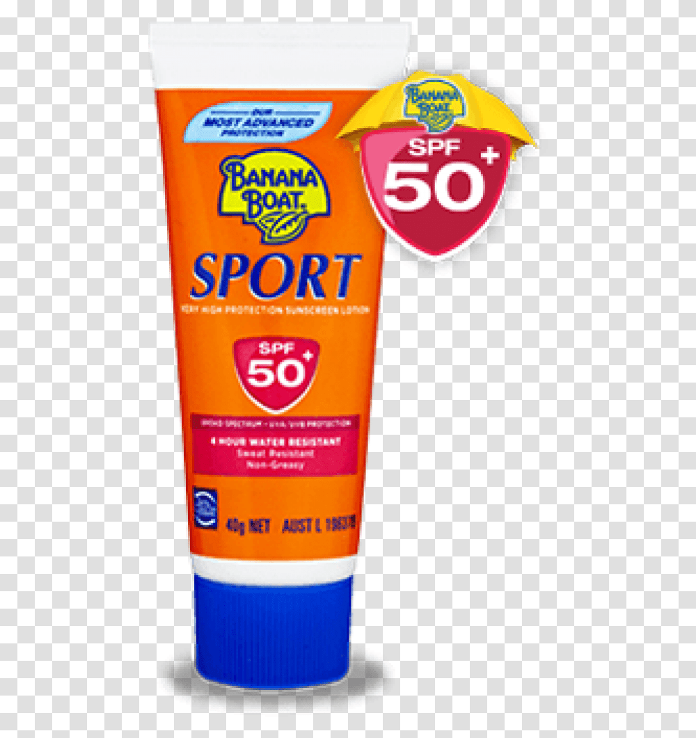 Banana Boat Sport Spf 50 Sunscreen 40g Banana Boat Sunscreen, Cosmetics, Bottle, Label Transparent Png