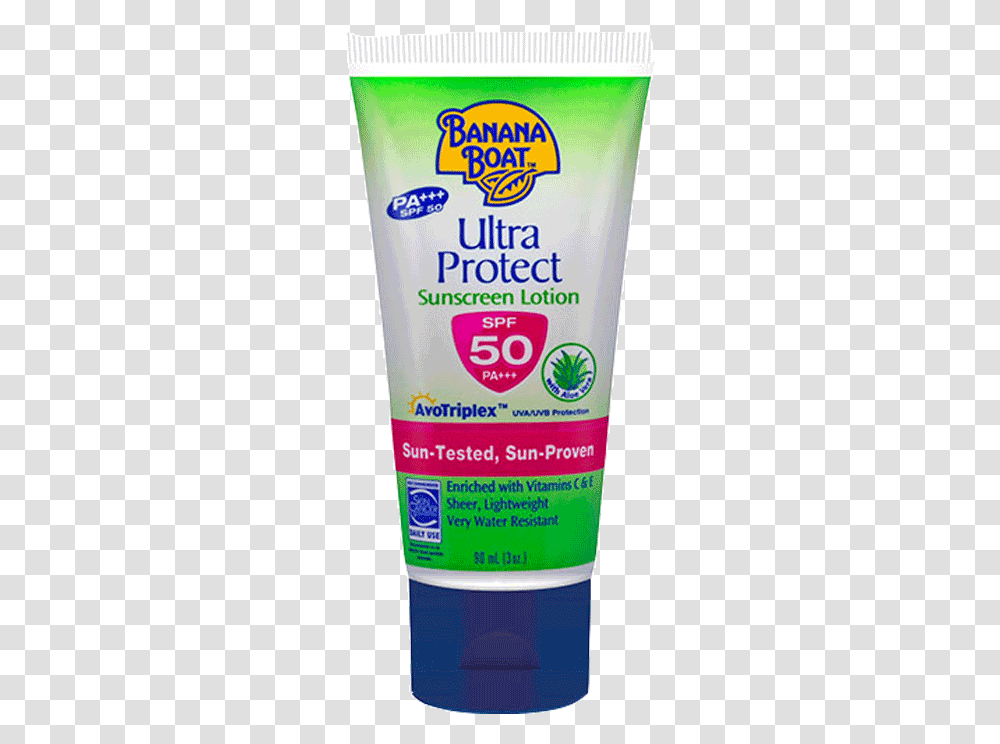 Banana Boat Ultra Protect Sunscreen Lotion Spf50 Pa, Cosmetics, Bottle, Beer, Alcohol Transparent Png