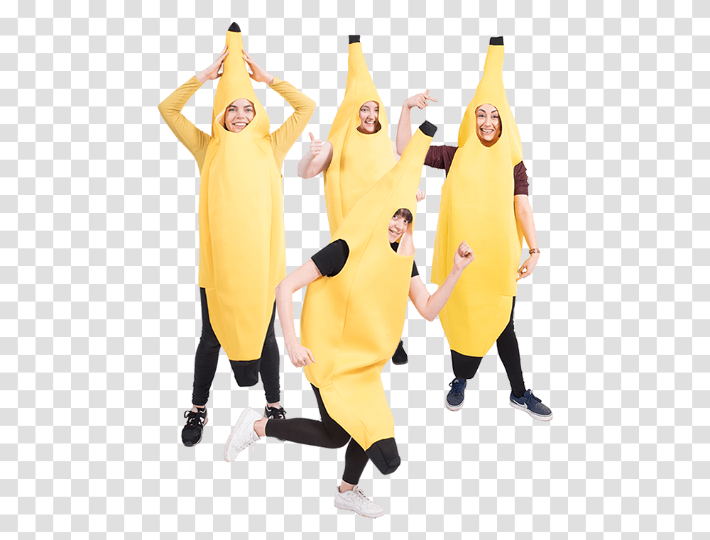Banana Bunch Group Costume, Person, Coat, Raincoat Transparent Png