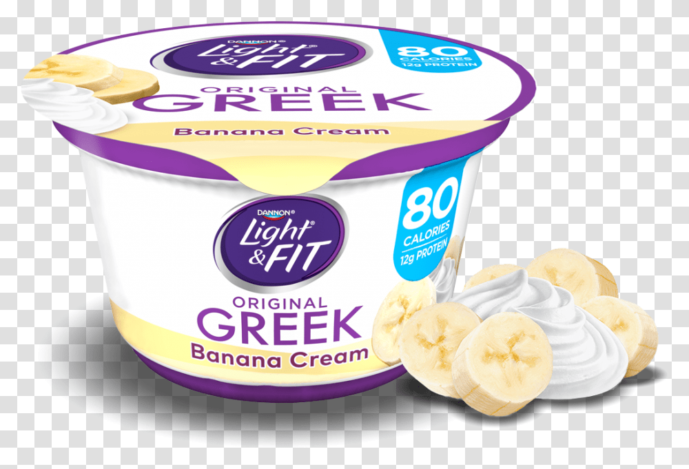 Banana Cream Greek Yogurt Dannon Light And Fit Greek Yogurt, Dessert, Food, Plant Transparent Png