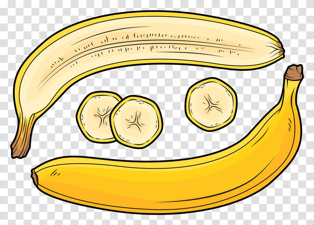 Banana Cut In Half, Fruit, Plant, Food Transparent Png