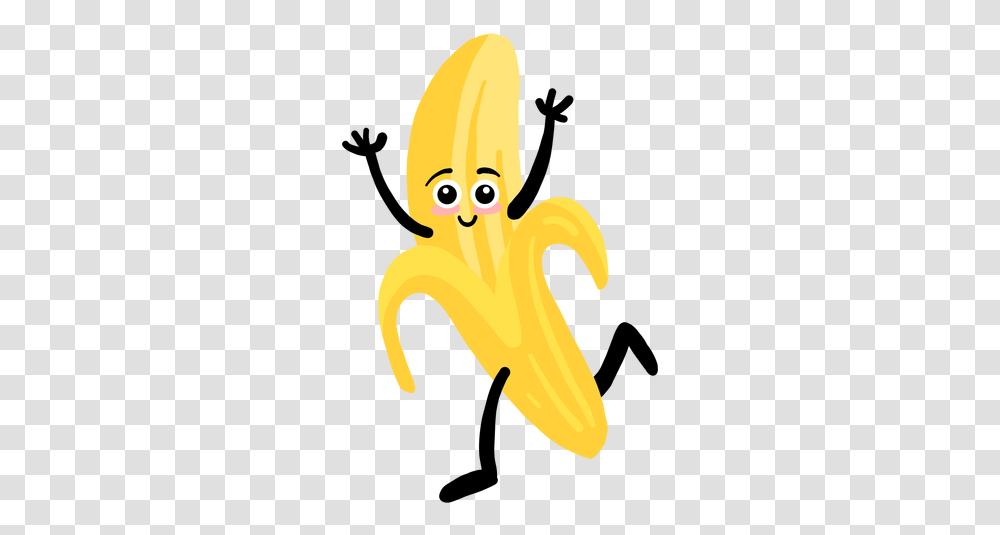 Banana Peel Flat Banana Animated, Plant, Fruit, Food, Animal Transparent Png