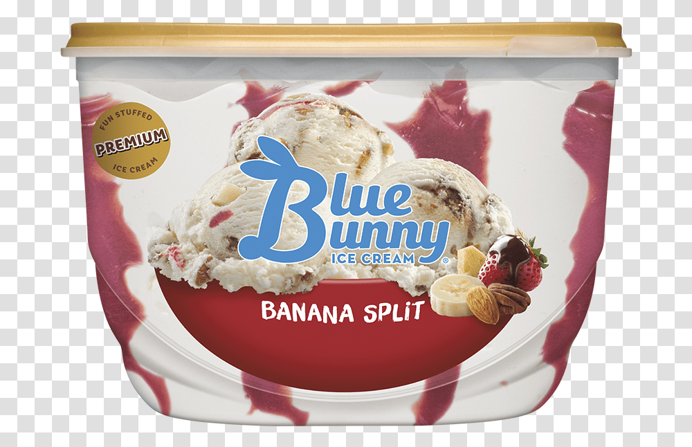 Banana Split Blue Bunny Monster Cookie Mash, Cream, Dessert, Food, Ice Cream Transparent Png