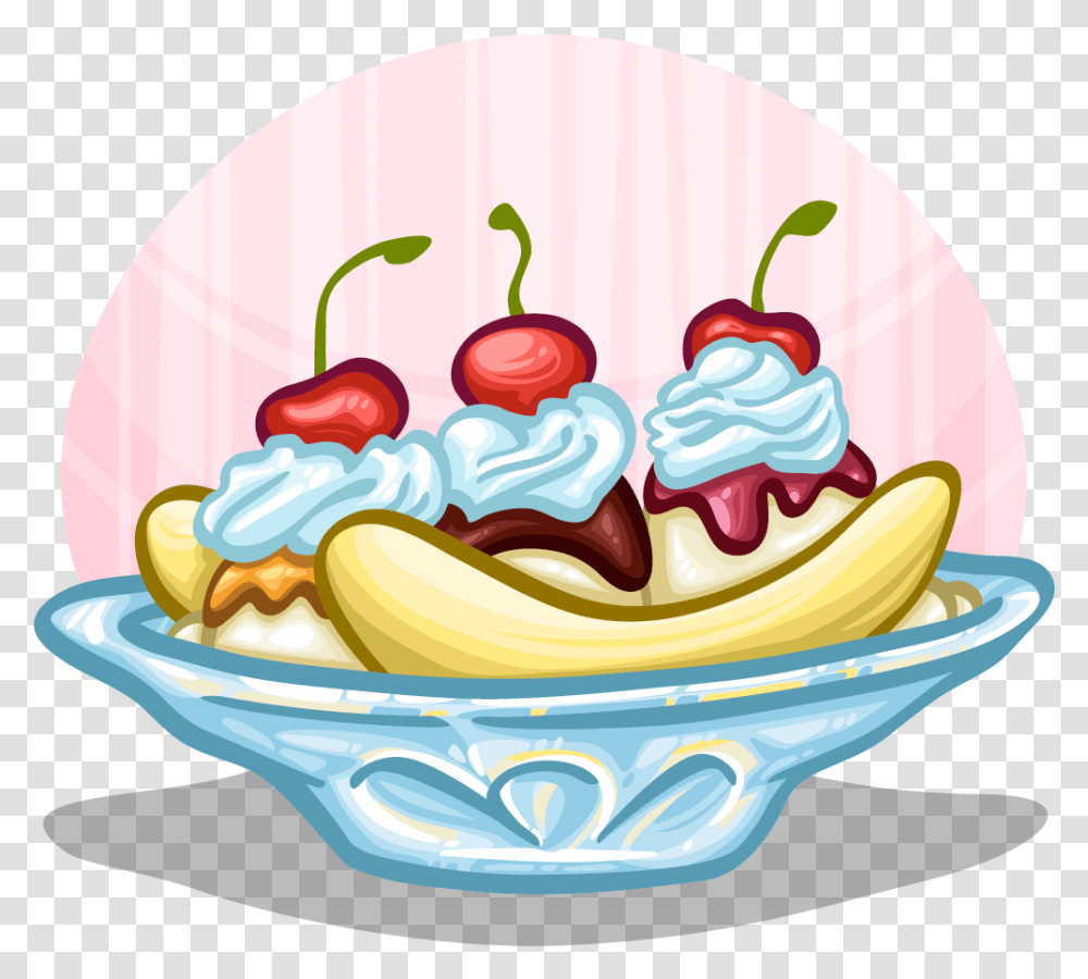 Banana Split Date Cartoon, Cream, Dessert, Food, Creme Transparent Png
