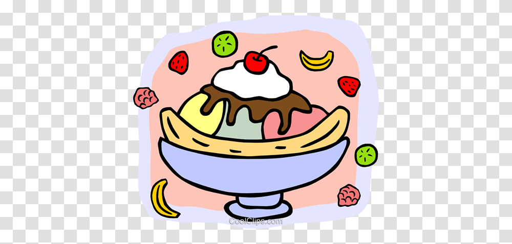 Banana Split Topped With Cherry Royalty Free Vector Clip Art, Cream, Dessert, Food, Creme Transparent Png