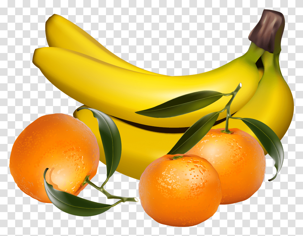 Bananas And Tangerines Clipart Bananas And Oranges Clipart, Fruit, Plant, Food, Citrus Fruit Transparent Png