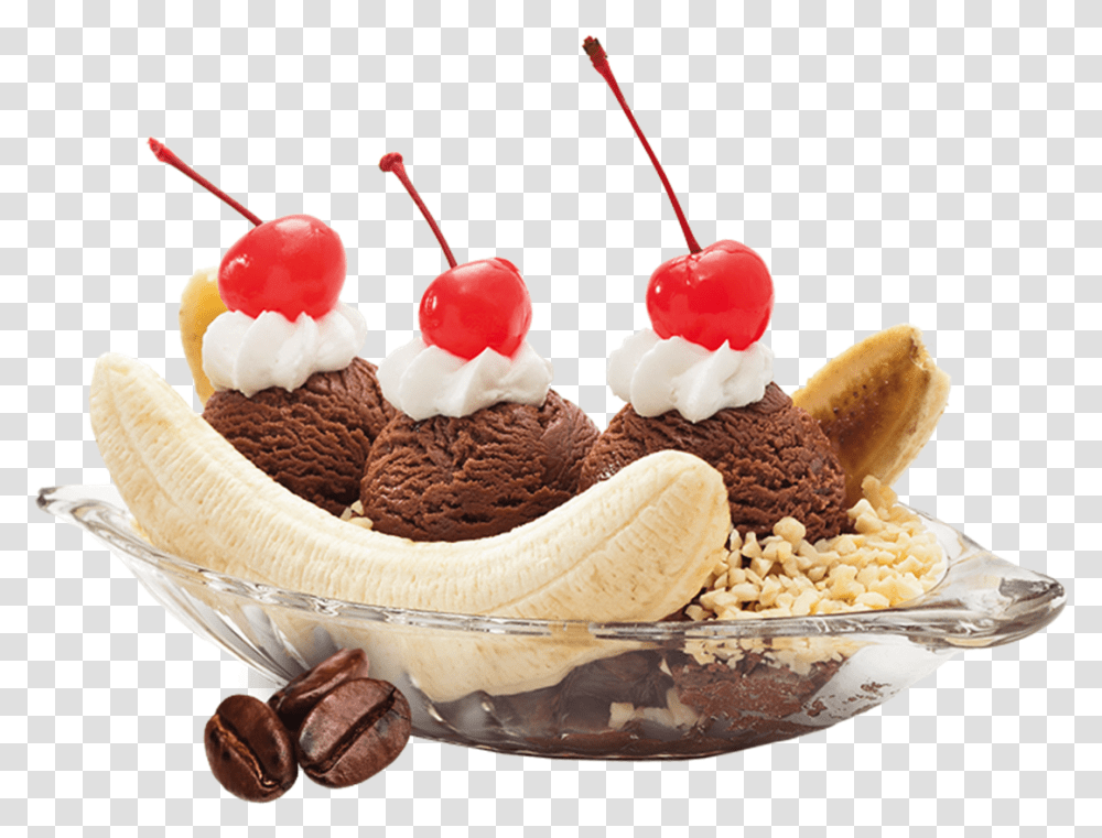 Bananas Banana Split Ice Cream, Dessert, Food, Creme, Plant Transparent Png
