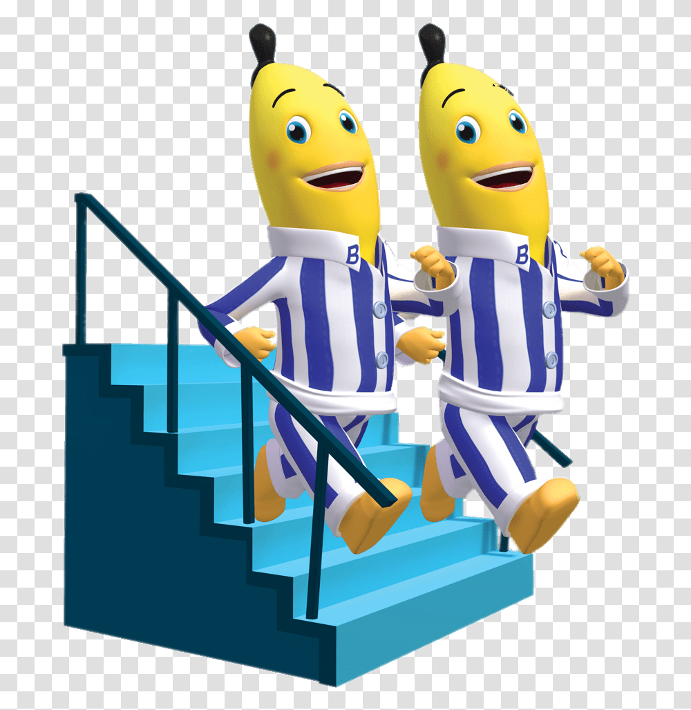 Bananas In Pyjamas Walking Down The Stairs Animated Bananas In Pyjamas, Toy, Staircase Transparent Png