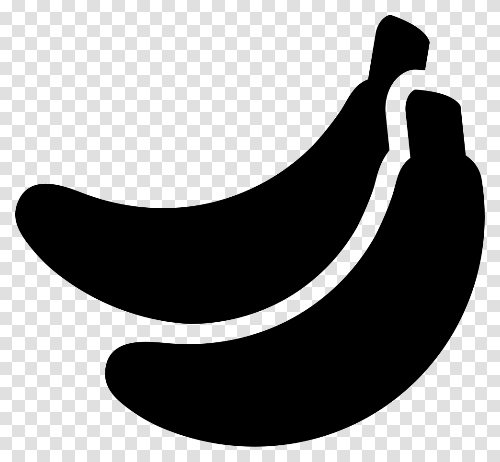 Bananas Pisang Icon, Silhouette, Stencil, Plant, Cushion Transparent Png