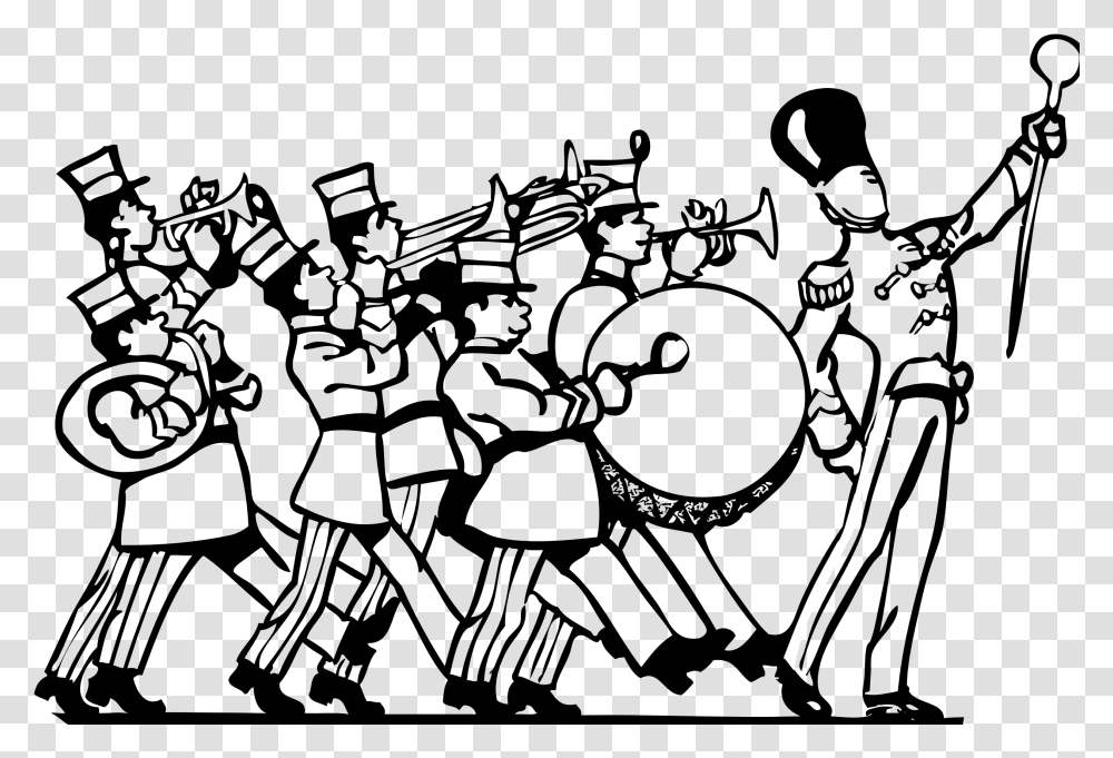 Band Instruments Black And White Clipart Clipart Kid Marching Band Playing Clipart, Face, Sport, Sports Transparent Png