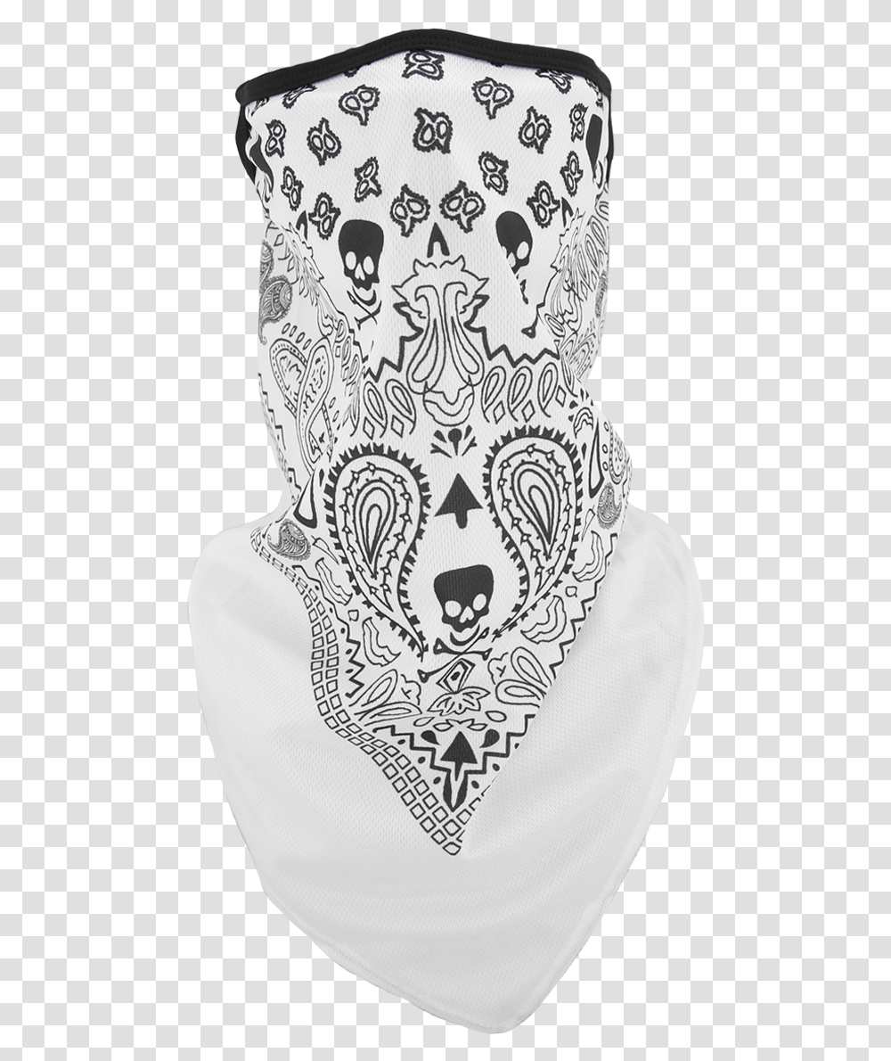 Bandana Cloth Face Mask Black & White Skull Crossbone Print Lovely, Doodle, Drawing, Art, Pattern Transparent Png