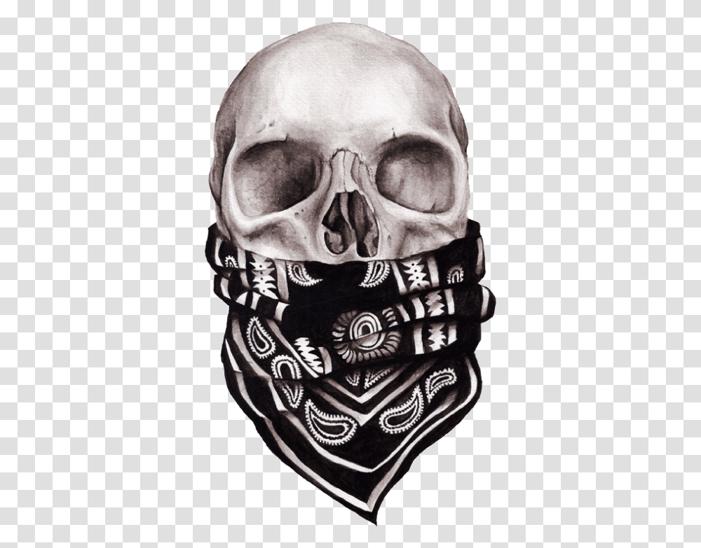 Bandana Skull Skull With Bandana, Person, Human, Skin, Drawing Transparent Png