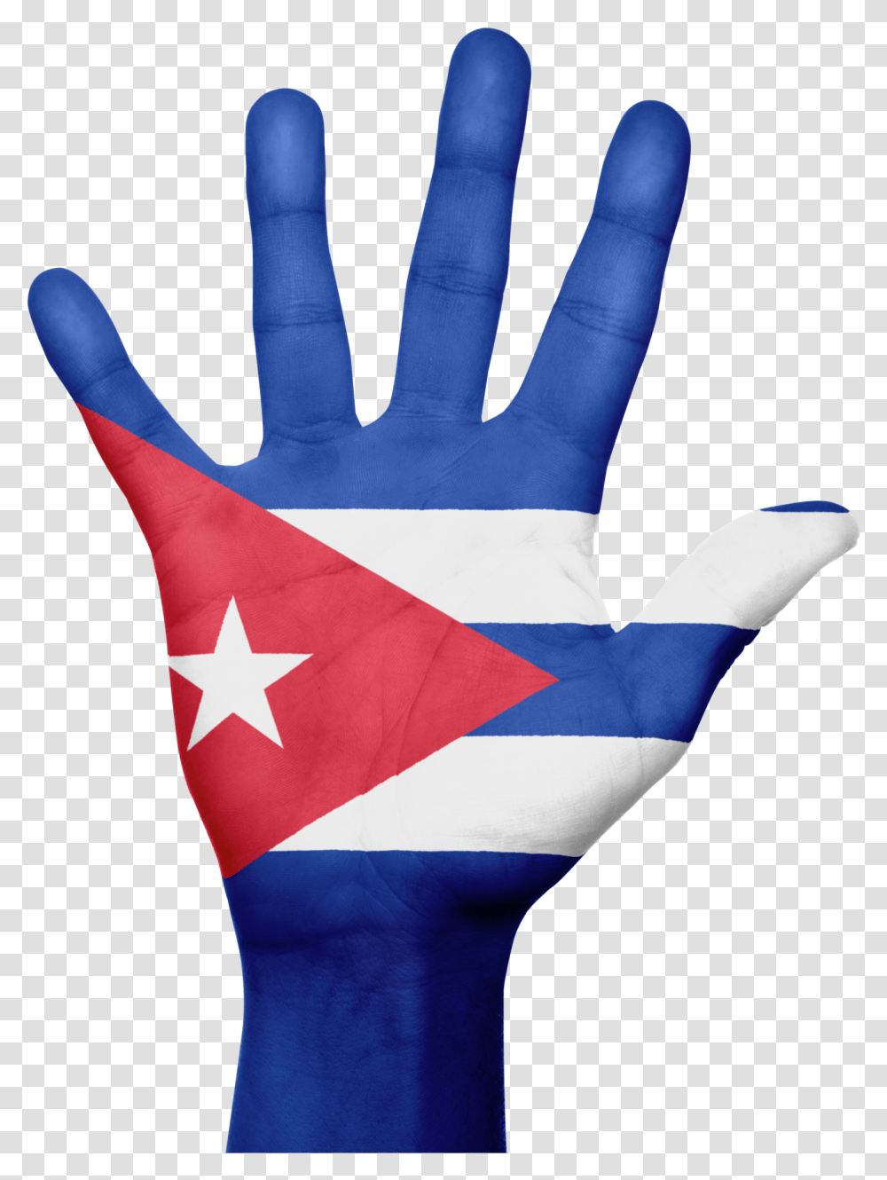 Bandera De Cuba Cuban Flag On Hand, Clothing, Apparel, Symbol, Star Symbol Transparent Png