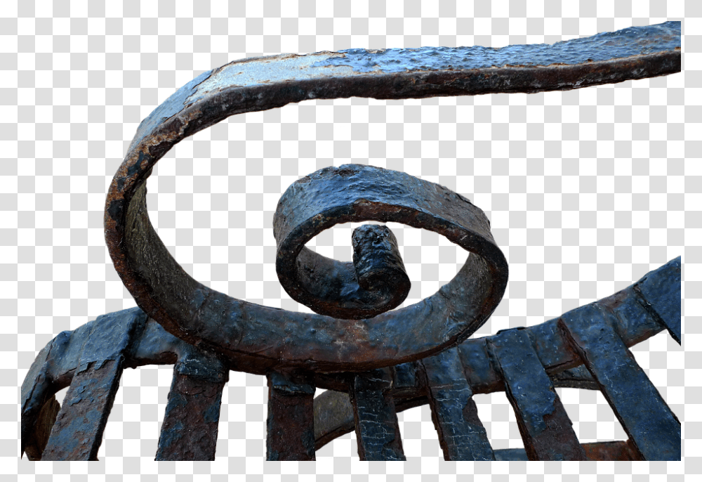 Bank Old Bench Old Bench Weathered Metal Rusted Bank, Snake, Reptile, Animal, Handrail Transparent Png