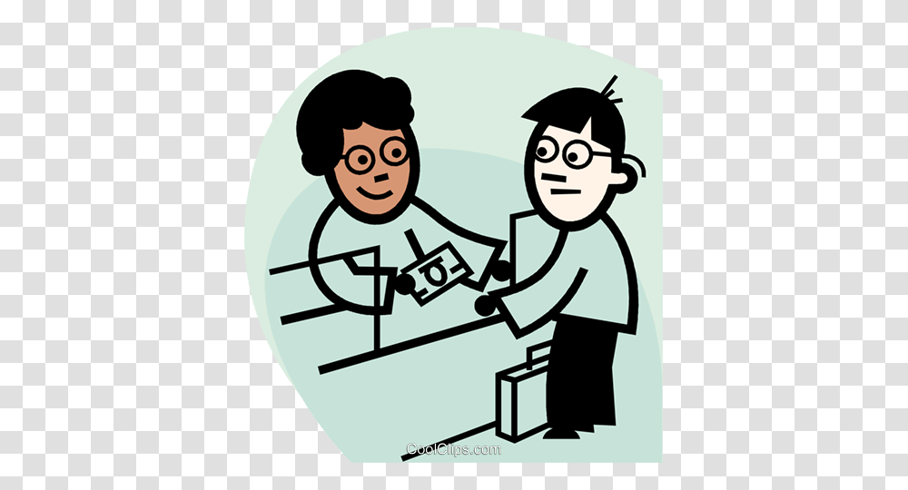 Bank Teller Exchanging Money Royalty Free Vector Clip Art, Poster, Advertisement, Female Transparent Png