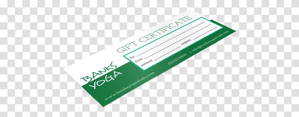 Banks Yoga Gift Certificate Template Preview Paper, Business Card, Ticket, Label Transparent Png