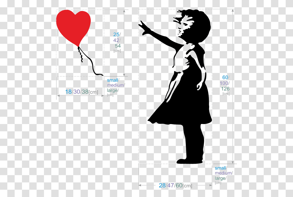 Banksy Balloon Girl Wall Sticker Download Banksy Girl With Balloon Silhouette, Plot, Person, Human, Diagram Transparent Png