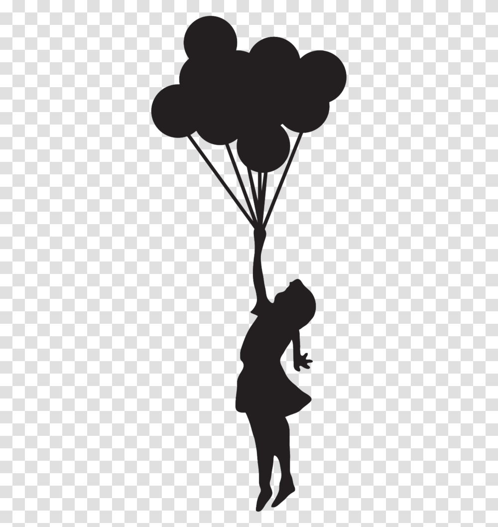 Banksy Girl Holding Balloons, Stencil, Emblem Transparent Png