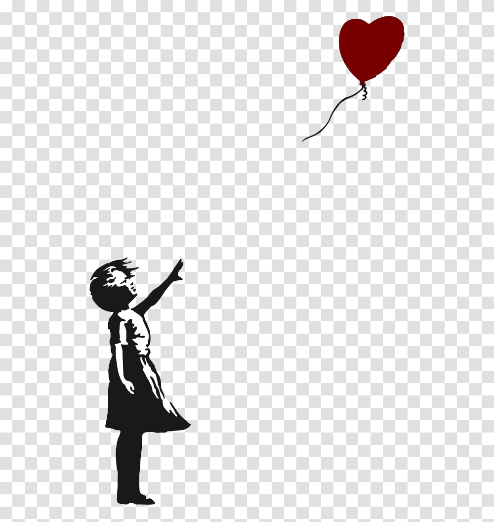 Banksy Is An English Based Graffiti Artist Political Banksy Balloon Girl, Person, Silhouette, Leisure Activities, People Transparent Png