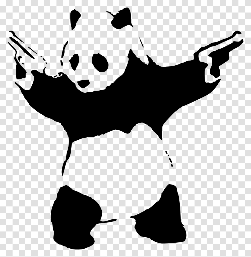 Banksy Panda With Guns, Stencil, Bird, Animal, Dog Transparent Png