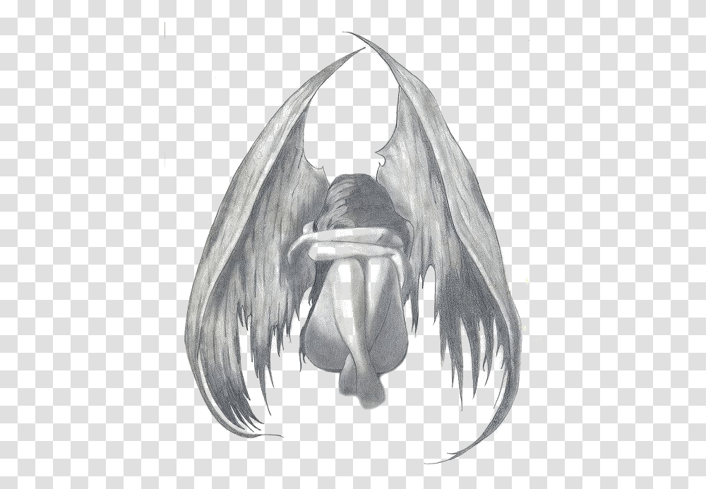 Banner Angel Pencil Sadness Sketch Sad Angel Drawing, Archangel, Statue, Sculpture Transparent Png