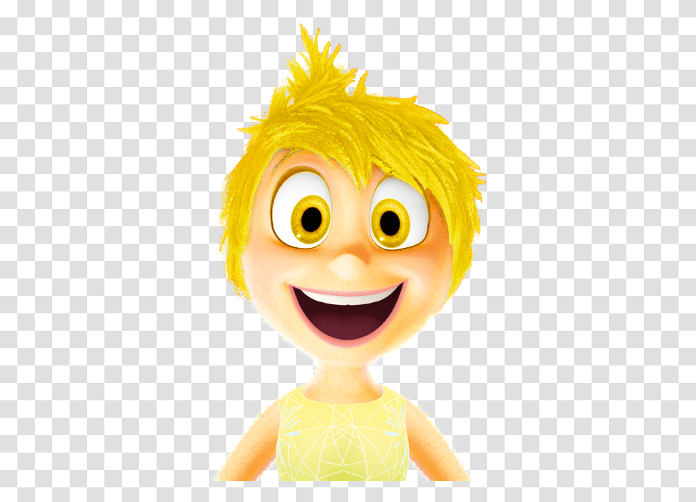 Banner Black And White Anger Clipart Character Pixar Inside Out Joy Yellow Hair, Toy, Face, Photography, Doll Transparent Png
