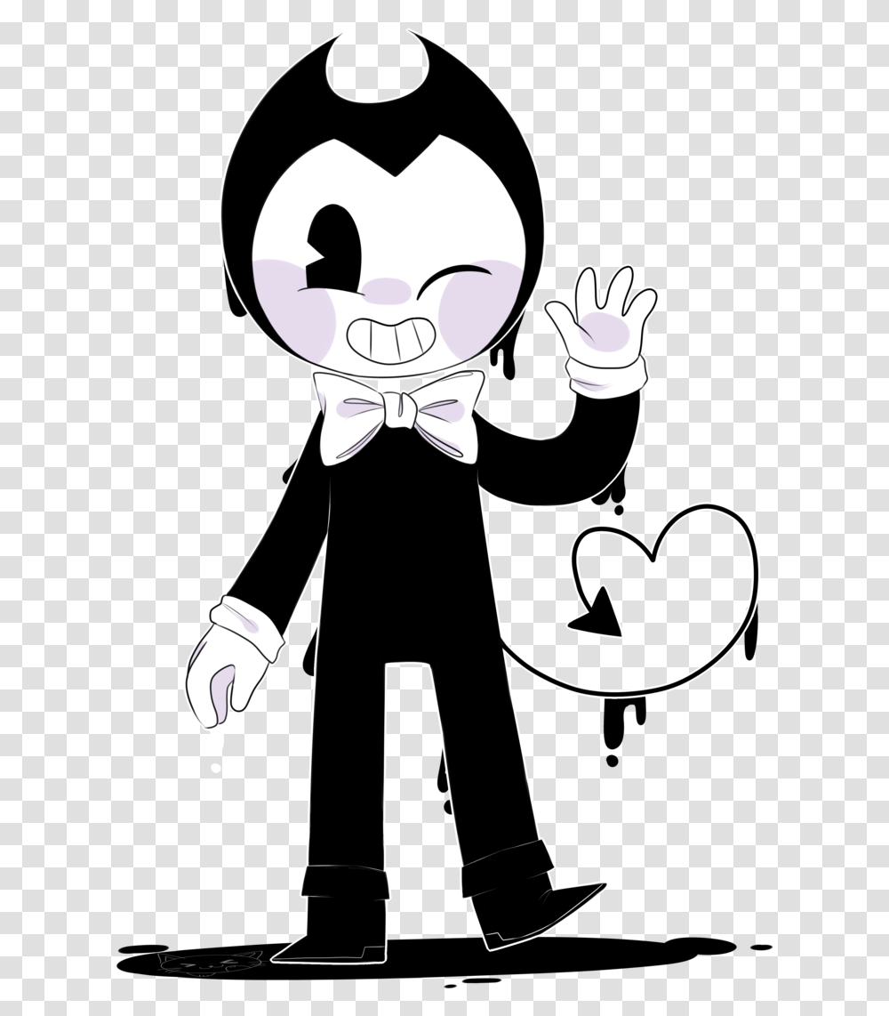Banner Black And White Bendy And The Machine Mickey Oswald Felix Bendy And Cuphead, Performer, Magician, Hand, Stencil Transparent Png
