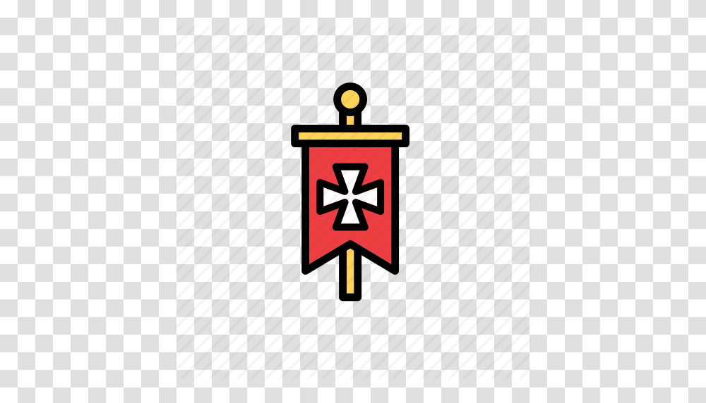 Banner Cross Flag Medieval Middle Ages Standard Times Icon, Star Symbol, Logo, Trademark Transparent Png